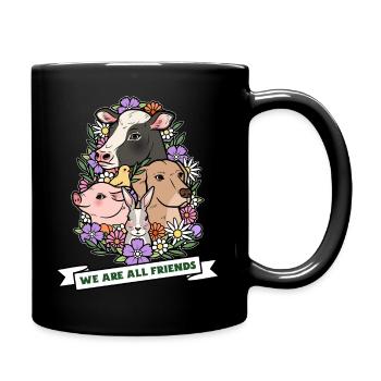 WE ARE ALL FRIENDS - Wir sind alle Freunde - Tasse einfarbig - Schwarz - Rechts