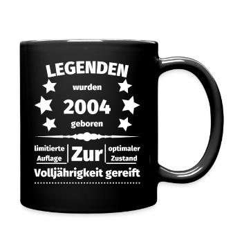 18. Geburtstag Jahrgang 2004 - Tasse einfarbig - Schwarz - Rechts