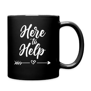 Here to Help Help Sayings Helper Assistant - Full Colour Mug - black - Right