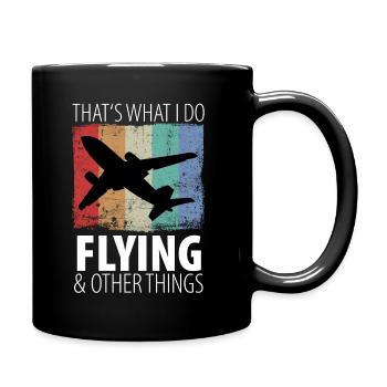 Pilot Aircraft Pilot Airplane Flight Attendant Vintage - Full Colour Mug - black - Right