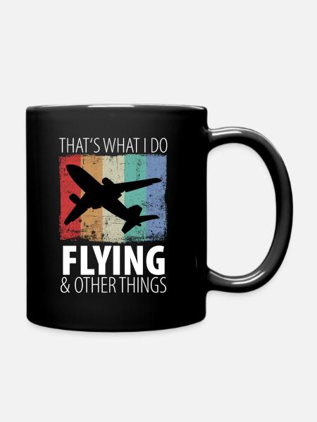 Pilot Flugzeugpilot Flugzeug Flugbegleiter Vintage - Tasse einfarbig - Schwarz