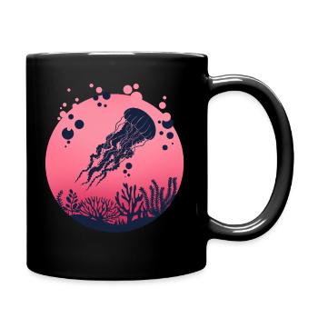 Qualle - Tasse einfarbig - Schwarz - Rechts