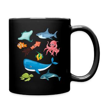 Qualle Meer Wal Meerestiere Geschenk - Tasse einfarbig - Schwarz - Rechts