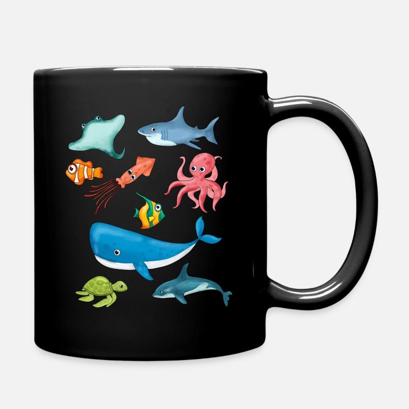Qualle Meer Wal Meerestiere Geschenk - Tasse einfarbig - Schwarz