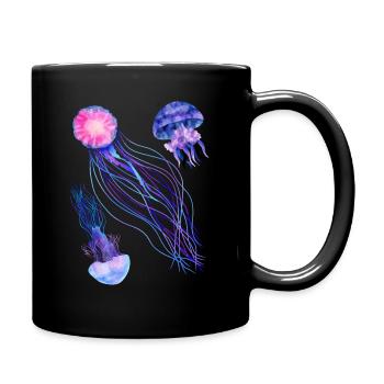Qualle - Tasse einfarbig - Schwarz - Rechts