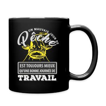Pêche Silure ou Travail - Mug uni - noir - Droite