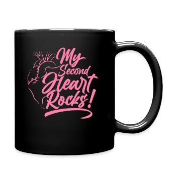 My Second Heart Rocks Surgery Transplant - Full Colour Mug - black - Right