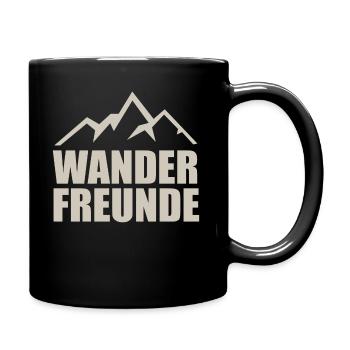 Wanderfreunde, Berg Silhouette. Hobby und Freizeit - Tasse einfarbig - Schwarz - Rechts