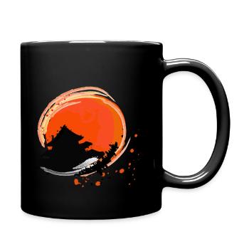 Asiatische Sonne - Tasse einfarbig - Schwarz - Rechts