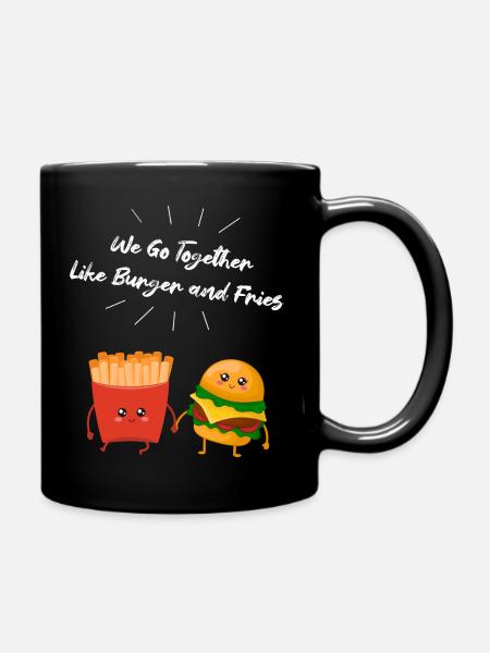 Burger & Pommes Paar Geschenk für Pommes Liebhaber - Tasse einfarbig - Schwarz