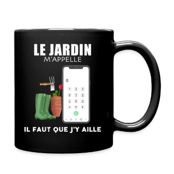 Jardinier jardinière humoour le jardin m'appelle - Mug uni - noir - Droite