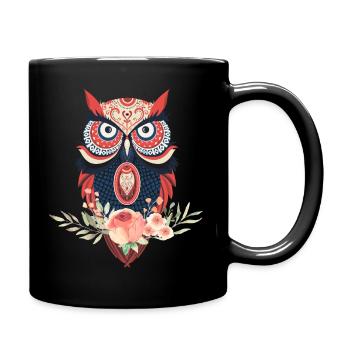 Owl, Owl, Owl, Tawny Owl - Full Colour Mug - black - Right