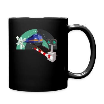 Eisenbahn Übergang Schranke Eisenbahner - Tasse einfarbig - Schwarz - Rechts