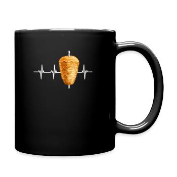 Döner Spieß Kebab Herzschlag Puls - Tasse einfarbig - Schwarz - Rechts