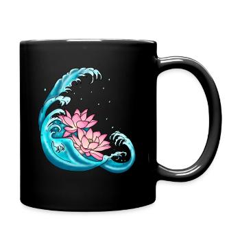 Lotus flower tattoo water lilies - Full Colour Mug - black - Right