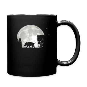 Wildschwein Mond Jagd - Tasse einfarbig - Schwarz - Rechts