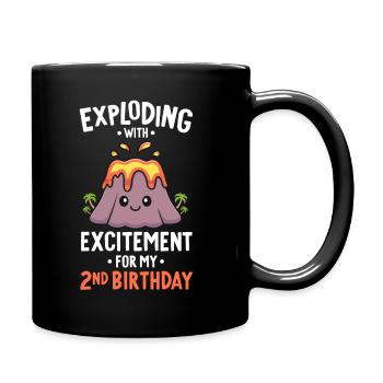 Volcano Geburtstagsparty 2. Geburtstag 2 Jahre alt - Tasse einfarbig - Schwarz - Rechts