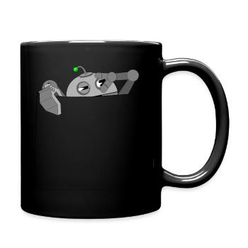 Petit robot dans la poche de la chemise - Mug uni - noir - Droite