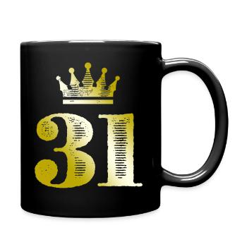 31 Zahl Krone Gold - Tasse einfarbig - Schwarz - Rechts