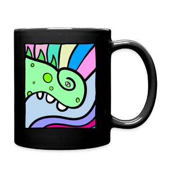 Chamäleon im Farbkasten abstrakt Phantasie - Tasse einfarbig - Schwarz - Rechts