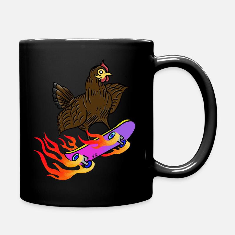 Hühner-Skater - Tasse einfarbig - Schwarz