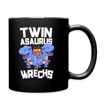 Twinasaurus Wracks Passende Dinosaurier Twin Boys - Tasse einfarbig - Schwarz - Rechts