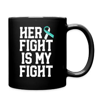 Son combat est mon combat Sensibilisation au cancer du col de l’utérus - Mug uni - noir - Droite