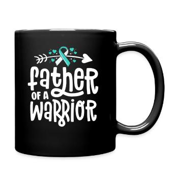 Father Of A Warrior Teal Cervical Cancer Family - Full Colour Mug - black - Right