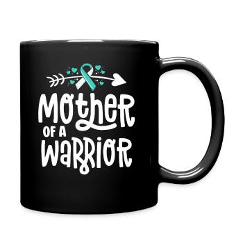 Mother Of A Warrior Teal Cervical Cancer Family - Full Colour Mug - black - Right