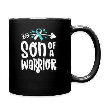 Son Of A Warrior Teal White Cervical Cancer - Full Colour Mug - black - Right