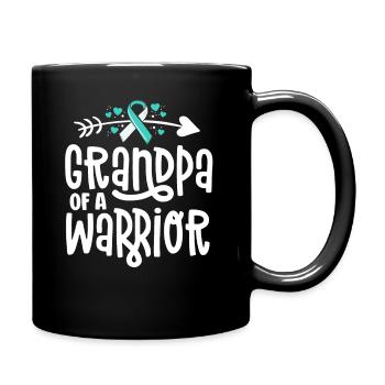 Grandpa Of A Warrior Teal Cervical Cancer Family - Full Colour Mug - black - Right