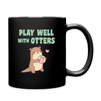 Cute Otter Play Well With Otters Funny - Full Colour Mug - black - Right