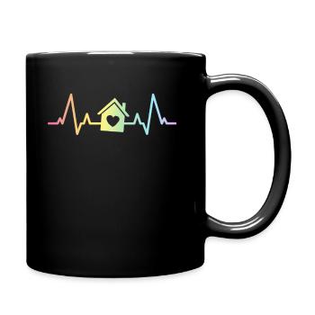 Real Estate Agent Heartbeat Gift Open House Home - Full Colour Mug - black - Right