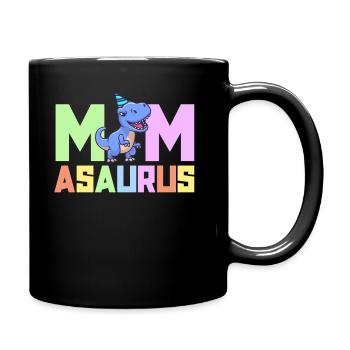 Mama Asaurus Dinosaurier Geburtstagsfeier TRex Matching - Tasse einfarbig - Schwarz - Rechts