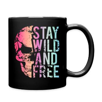 Stay wild and free Skull Rainbow Edition - Tasse einfarbig - Schwarz - Rechts
