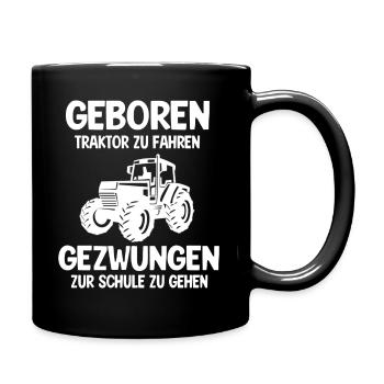 Einschulung Schulanfang 2022 Traktor Schulkind - Tasse einfarbig - Schwarz - Rechts