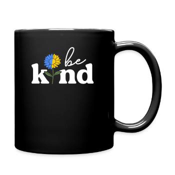 Be Kind Yellow Blue Sunflower World Down Syndrome - Full Colour Mug - black - Right