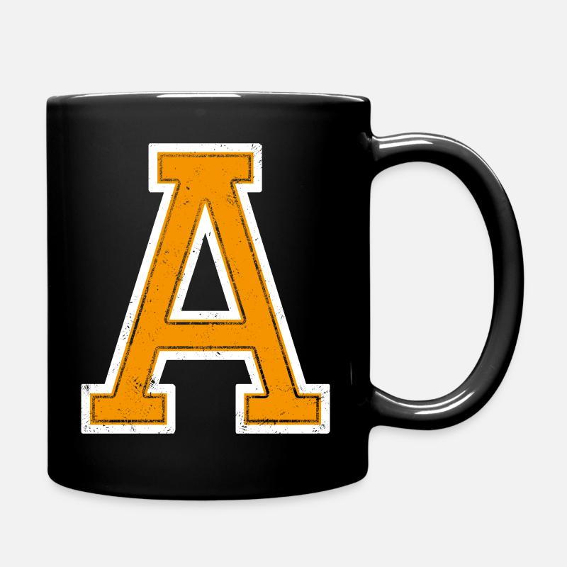 A - Buchstabe / College Style - Tasse einfarbig - Schwarz