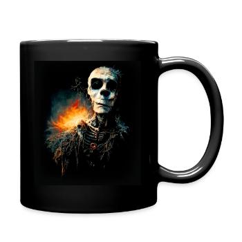 Dangerous Halloween skeleton with flame on the back - Full Colour Mug - black - Right