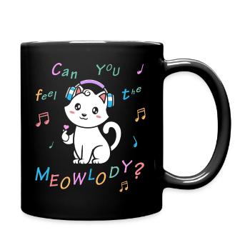 Kawaii Cat Meolwody Music - Full Colour Mug - black - Right