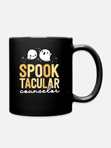 School Counselor Halloween Matching Teacher Crew - Full Colour Mug - black