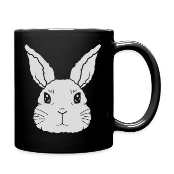 Kleiner niedlicher Hase Gesicht - Tasse einfarbig - Schwarz - Rechts