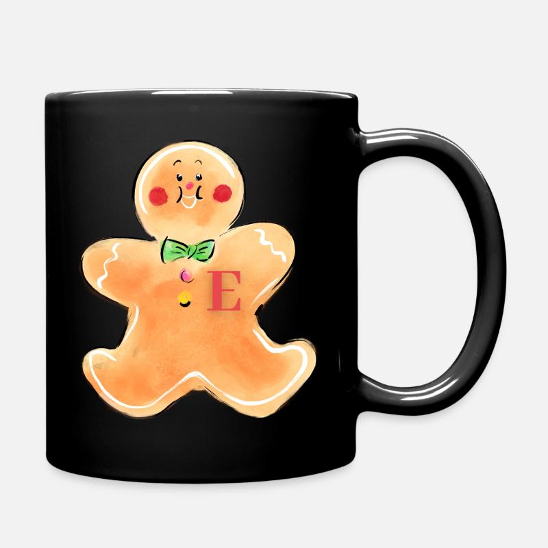 Lebkuchenmann "E" - Tasse einfarbig - Schwarz