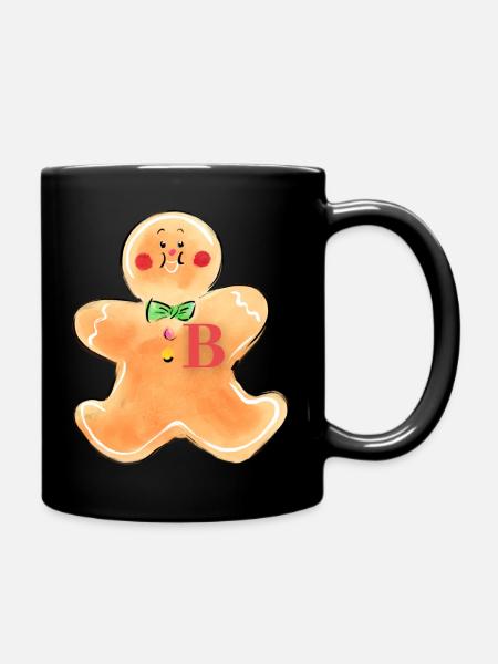 Lebkuchenmann "B" - Tasse einfarbig - Schwarz