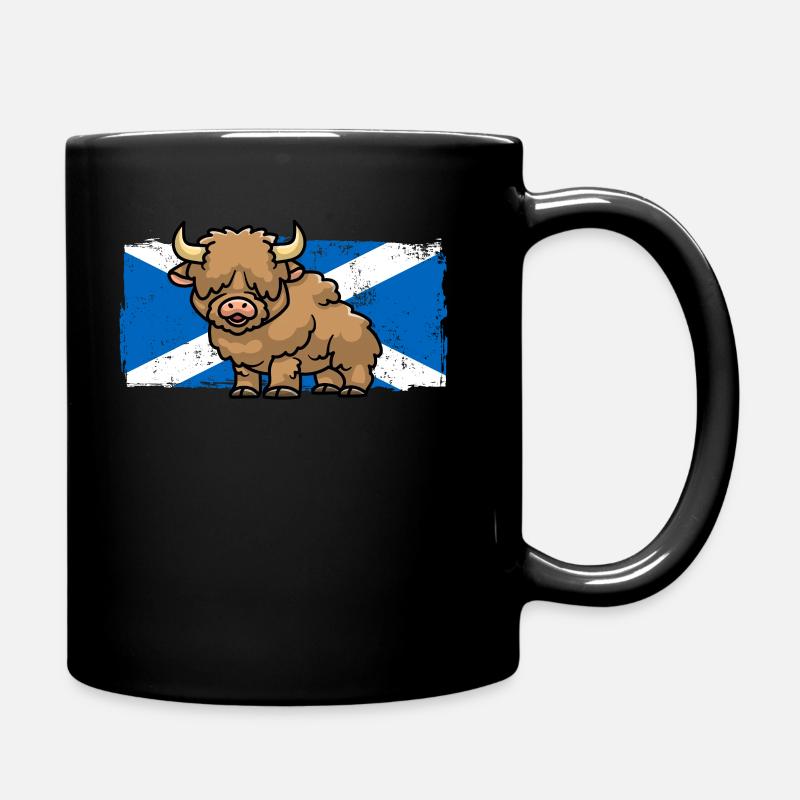 Highland Cow Lover Écosse Drapeau Fermier écossais - Mug uni - noir