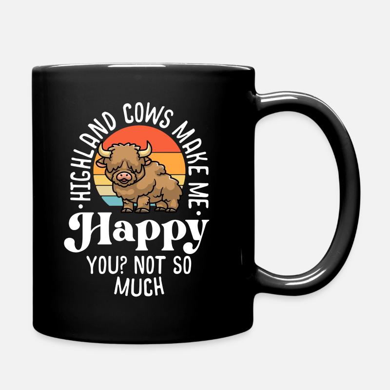 Les vaches des Highlands me rendent heureux Retro Scottish Farmer - Mug uni - noir