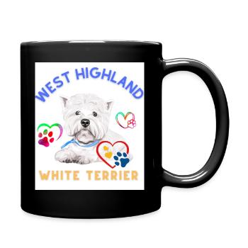 West Highland white terrier design - Full Colour Mug - black - Right