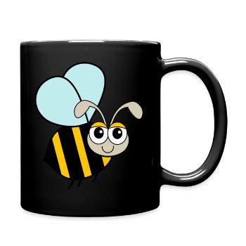 Cartoon Flying Bee - Full Colour Mug - black - Right