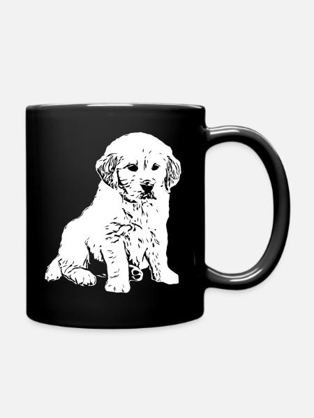 Golden Retriever Puppy Drawing - Full Colour Mug - black