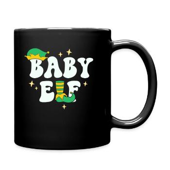 Baby Elf Matching Family Christmas Little Brother - Full Colour Mug - black - Right